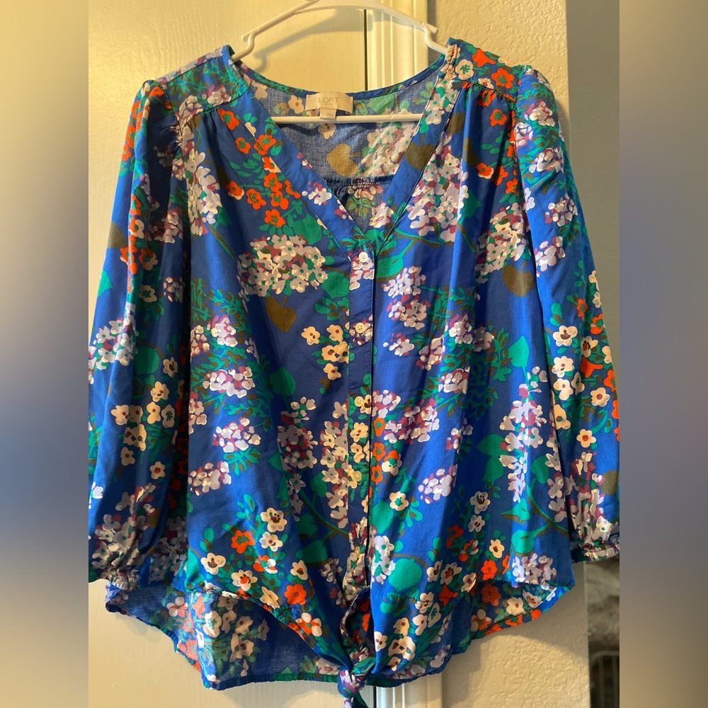 LOFT floral tie top